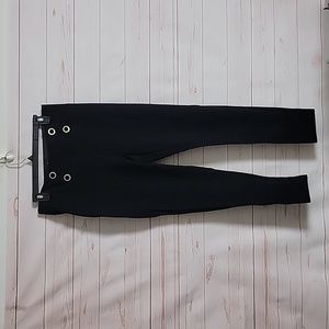 Zara Black Stretch Pullon Pants Trousers Bling Buttons XL